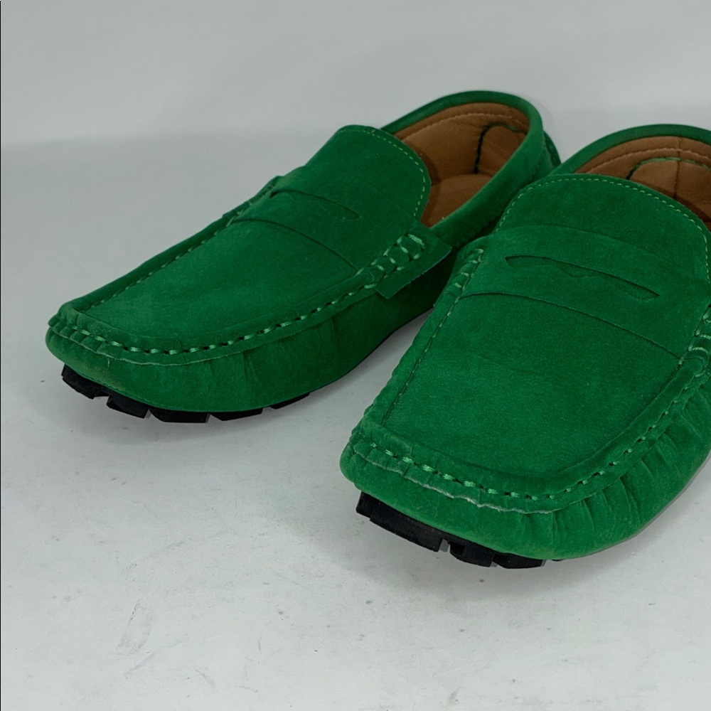 Green Suede Penny Loafers for Women - Picture 2 of 10